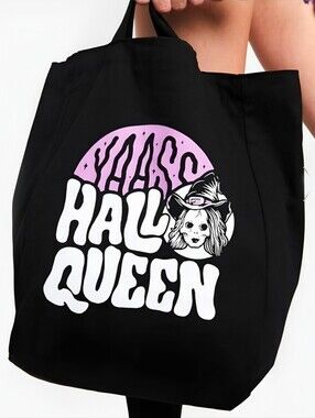 Too Fast Queen Witch Halloween Tote Black Purple Witchy Goth Shoulder Bag Sz OS